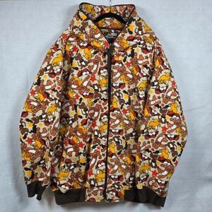 Raw Blue Y2K Cartoon Animal Print Full Zip Hoodie 4XL Oversized Streetwear